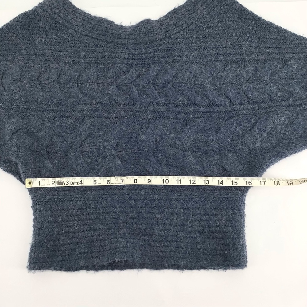 Free People Blue Short Sleeve Bat Wing Acrylic Wool Sweater Top Size Small - Picture 4 of 13
